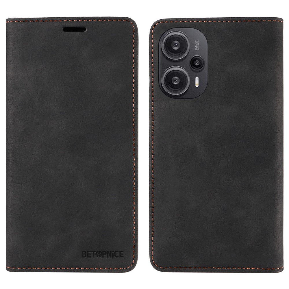 BETOPNICE 003 RFID-blockerande skal för Xiaomi Redmi Note 12 Turbo / Poco F5 5G mobilplånboksfodral läderstativ