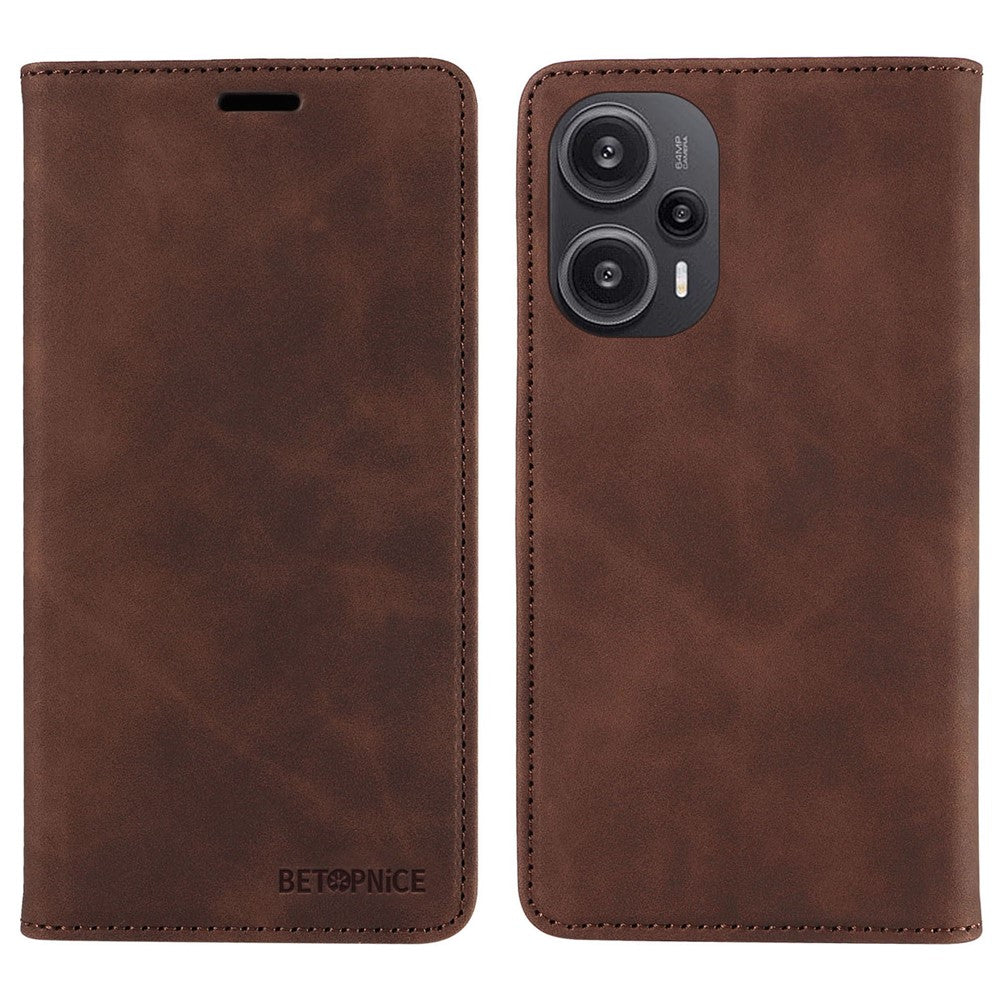 BETOPNICE 003 RFID-blockerande skal för Xiaomi Redmi Note 12 Turbo / Poco F5 5G mobilplånboksfodral läderstativ