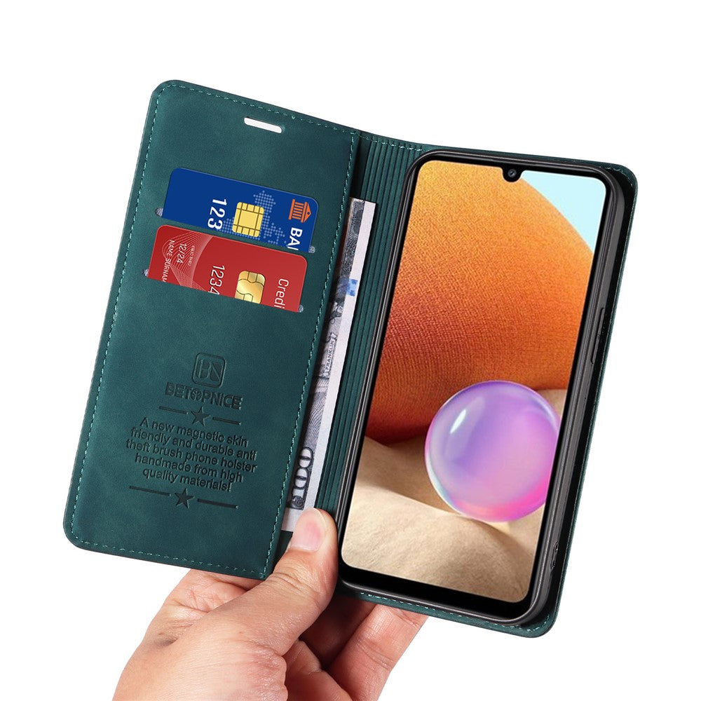 BETOPNICE 003 Phone Cover for Samsung Galaxy A32 4G (EU Version) RFID Blocking Wallet Leather Stand Case