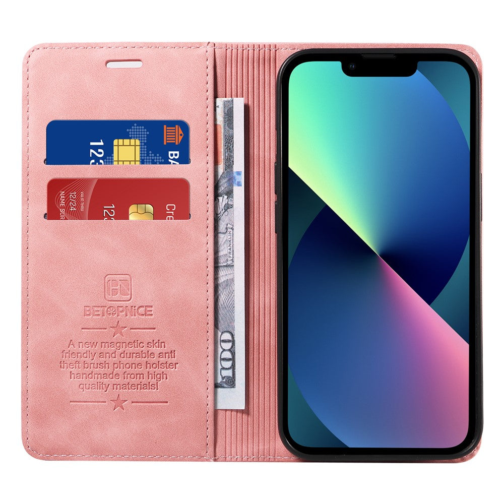 BETOPNICE 003 For iPhone 13 mini 5.4 inch Cell Phone Cover RFID Blocking Wallet Leather Stand Case