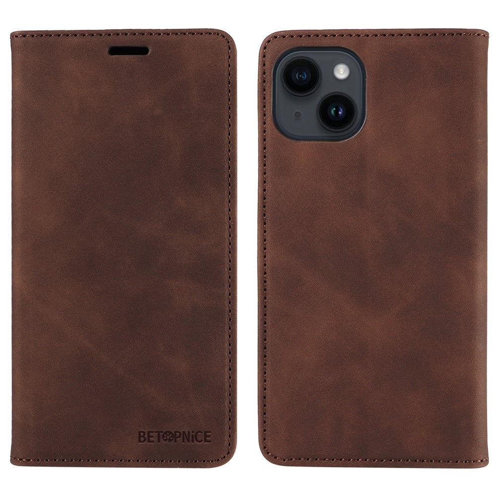 BETOPNICE 003 For iPhone 13 mini 5.4 inch Cell Phone Cover RFID Blocking Wallet Leather Stand Case