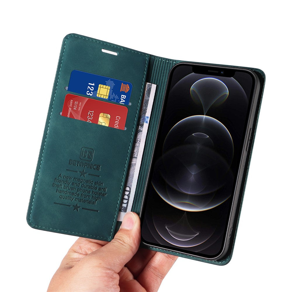 BETOPNICE 003 For iPhone 12 Pro Max 6.7 inch Anti-scratch Phone Cover Wallet Leather Stand RFID Blocking Case
