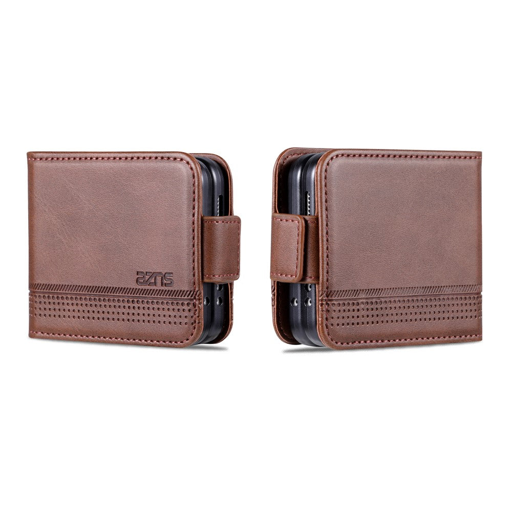 AZNS For Samsung Galaxy Z Flip5 5G Leather Phone Case Card Holder Phone Cover