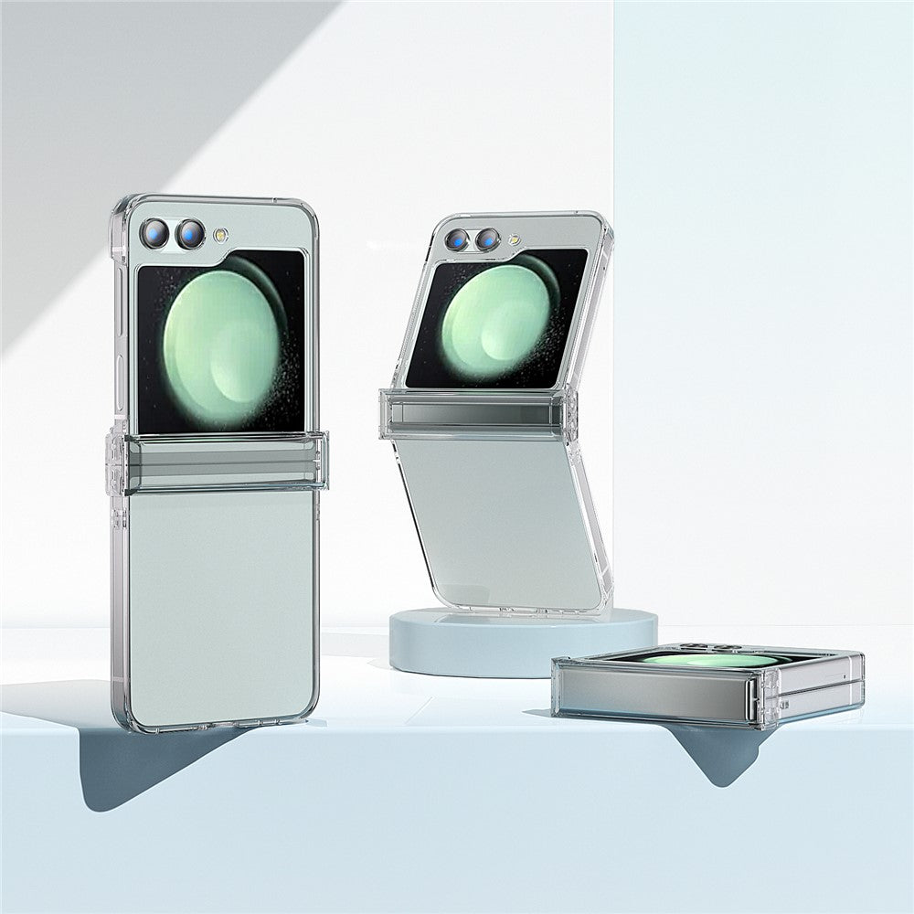 For Samsung Galaxy Z Flip5 5G Crystal Clear Case Hinge Protection Hard PC Shockproof Phone Cover