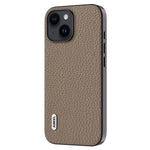 ABEEL For iPhone 14 Anti-scratch Cowhide Leather Coated PC+TPU Phone Case Litchi Texture Cover