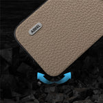 ABEEL For iPhone 14 Anti-scratch Cowhide Leather Coated PC+TPU Phone Case Litchi Texture Cover