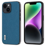ABEEL For iPhone 14 Anti-scratch Cowhide Leather Coated PC+TPU Phone Case Litchi Texture Cover
