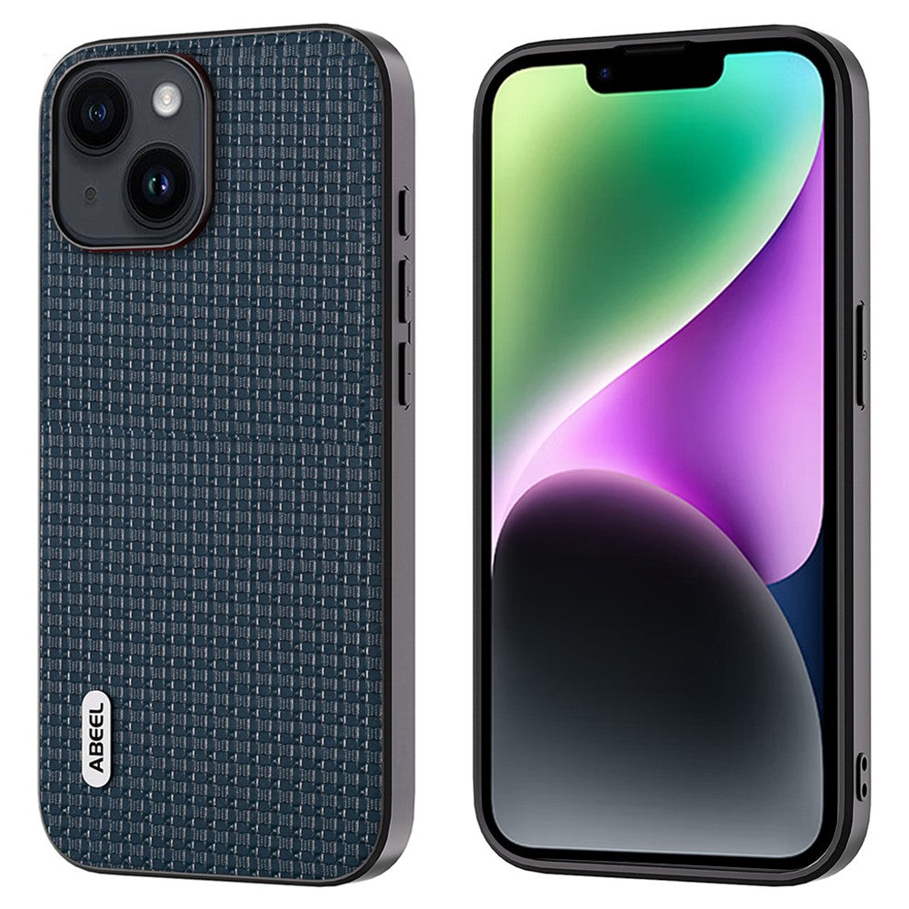 ABEEL Til iPhone 14 Plus Beskyttende Telefoncover Kohudslæderbelagt PC+TPU Luksus Tekstureret Cover