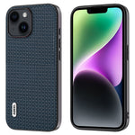 ABEEL For iPhone 14 Plus Protective Phone Case Cowhide Leather Coated PC+TPU Luxury Textured Cover