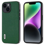 ABEEL For iPhone 14 Plus Protective Phone Case Cowhide Leather Coated PC+TPU Luxury Textured Cover