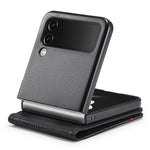 LC.IMEEKE For Samsung Galaxy Z Flip3 5G PU Leather Case Carbon Fiber Texture Card Holder Phone Cover