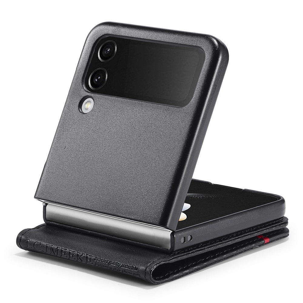 LC.IMEEKE For Samsung Galaxy Z Flip3 5G PU Leather Case Carbon Fiber Texture Card Holder Phone Cover