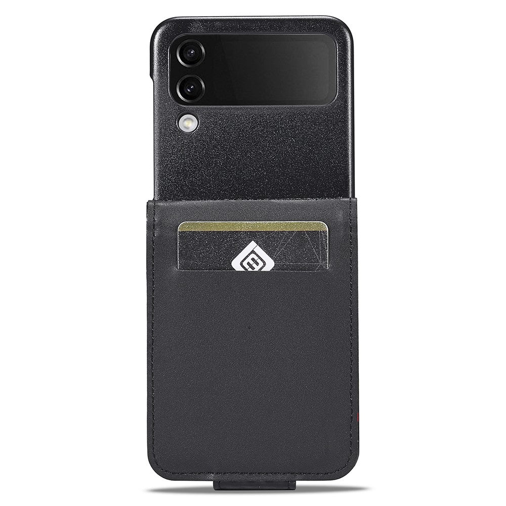 LC.IMEEKE For Samsung Galaxy Z Flip3 5G PU Leather Case Carbon Fiber Texture Card Holder Phone Cover