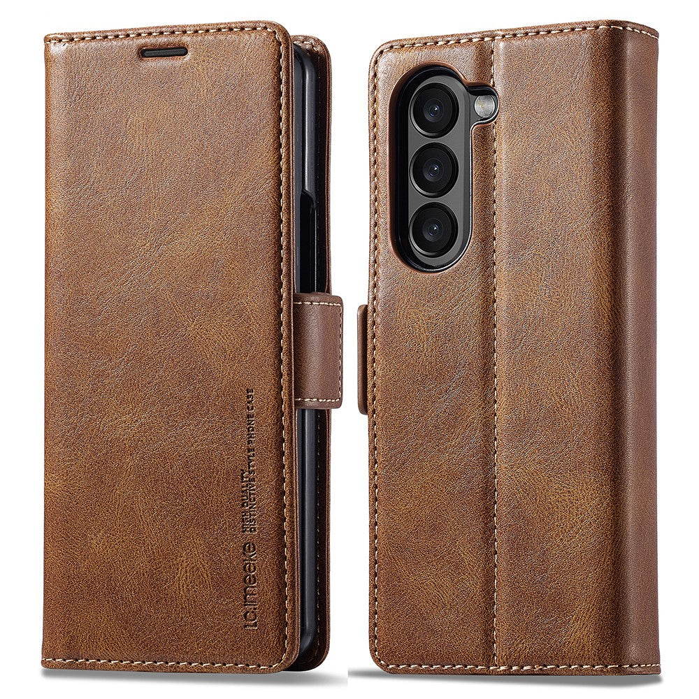 LC.IMEEKE For Samsung Galaxy Z Fold5 5G RFID Blocking Phone Case Wallet PU Leather Stand Cover