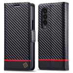 LC.IMEEKE For Samsung Galaxy Z Fold4 5G Leather Wallet Case Stand Carbon Fiber Texture Phone Cover