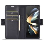 LC.IMEEKE For Samsung Galaxy Z Fold4 5G Leather Wallet Case Stand Carbon Fiber Texture Phone Cover