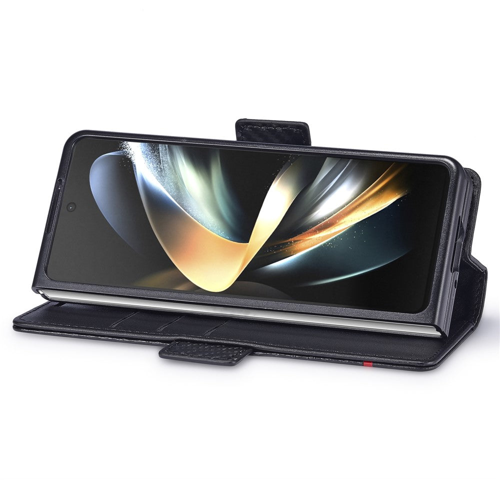 LC.IMEEKE For Samsung Galaxy Z Fold4 5G Leather Wallet Case Stand Carbon Fiber Texture Phone Cover