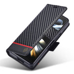 LC.IMEEKE For Samsung Galaxy Z Fold4 5G Leather Wallet Case Stand Carbon Fiber Texture Phone Cover