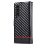 LC.IMEEKE For Samsung Galaxy Z Fold4 5G Leather Wallet Case Stand Carbon Fiber Texture Phone Cover