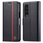 LC.IMEEKE For Samsung Galaxy Z Fold4 5G Leather Wallet Case Stand Carbon Fiber Texture Phone Cover