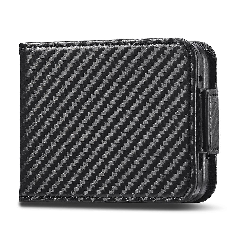 LC.IMEEKE Läderfodral till Samsung Galaxy Z Flip4 5G, Korthållare med Kolfibertextur