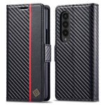 LC.IMEEKE For Samsung Galaxy Z Fold3 5G Carbon Fiber Texture Phone Leather Case Wallet Stand Cover