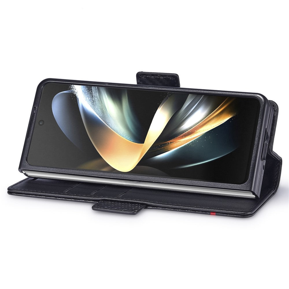 LC.IMEEKE For Samsung Galaxy Z Fold3 5G Carbon Fiber Texture Phone Leather Case Wallet Stand Cover