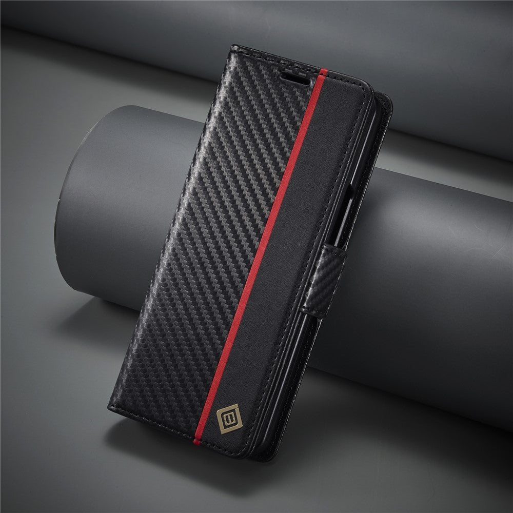 LC.IMEEKE For Samsung Galaxy Z Fold3 5G Carbon Fiber Texture Phone Leather Case Wallet Stand Cover