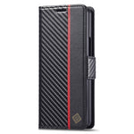 LC.IMEEKE For Samsung Galaxy Z Fold3 5G Carbon Fiber Texture Phone Leather Case Wallet Stand Cover