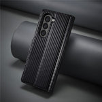 LC.IMEEKE For Samsung Galaxy Z Fold5 5G Phone Leather Cover Carbon Fiber Texture Stand Wallet Case