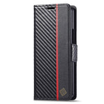 LC.IMEEKE For Samsung Galaxy Z Fold5 5G Phone Leather Cover Carbon Fiber Texture Stand Wallet Case
