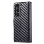 LC.IMEEKE For Samsung Galaxy Z Fold5 5G Phone Leather Cover Carbon Fiber Texture Stand Wallet Case