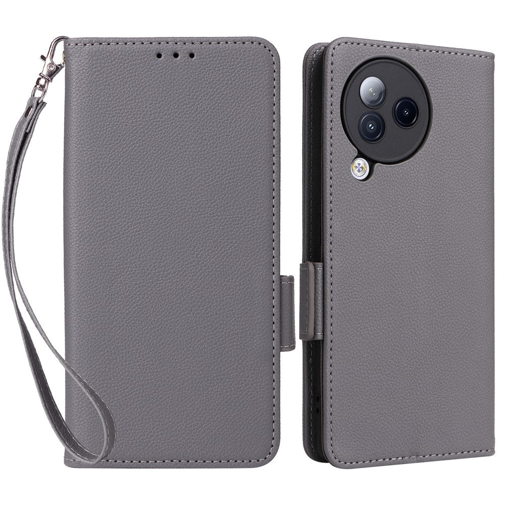 Xiaomi Civi 3 5G Plånboksfodral PU-läder Litchi-textur Stativskyddande fodral med handrem