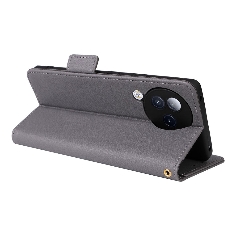 Xiaomi Civi 3 5G Plånboksfodral PU-läder Litchi-textur Stativskyddande fodral med handrem