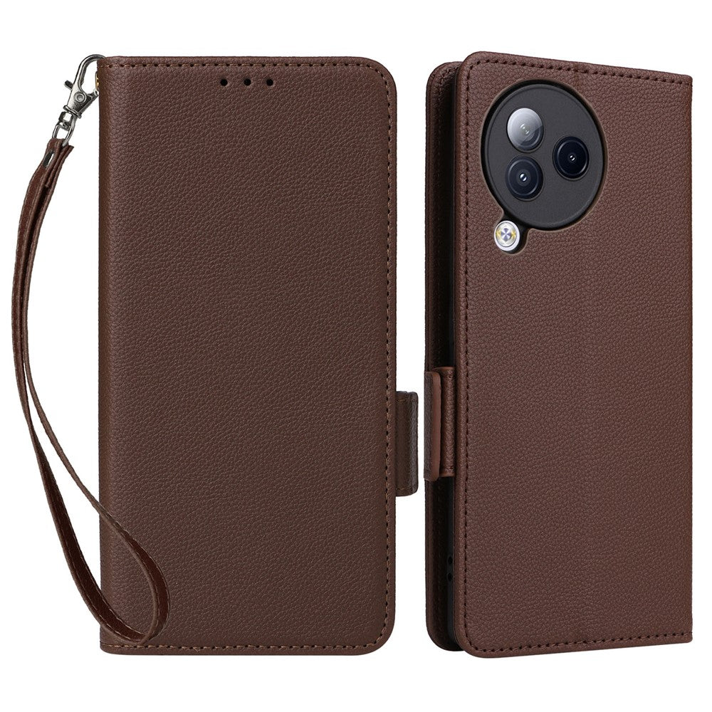 Xiaomi Civi 3 5G Plånboksfodral PU-läder Litchi-textur Stativskyddande fodral med handrem