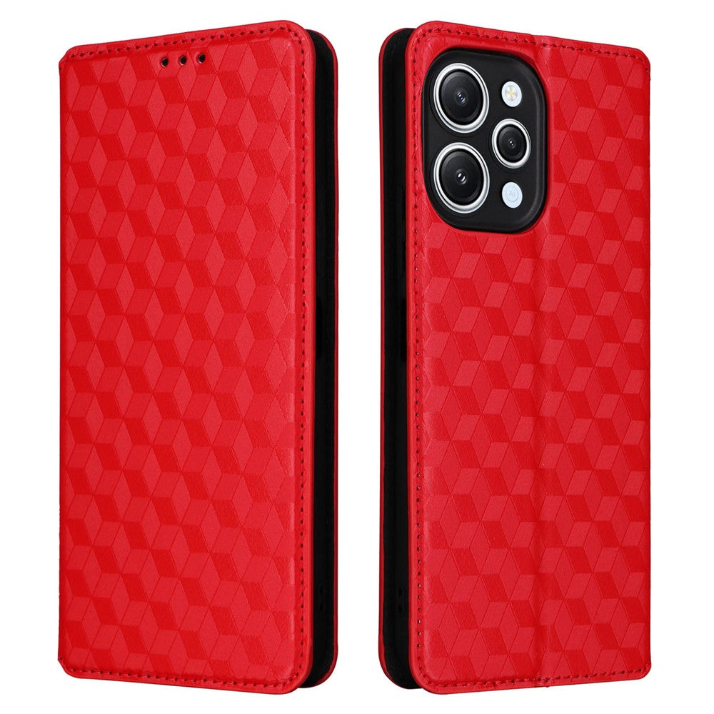 Flip Stand Phone Case for Xiaomi Redmi 12 4G / 12 5G (Global) / Note 12R 5G / Poco M6 Pro 5G Rhombus Imprinted PU Leather Wallet Cover