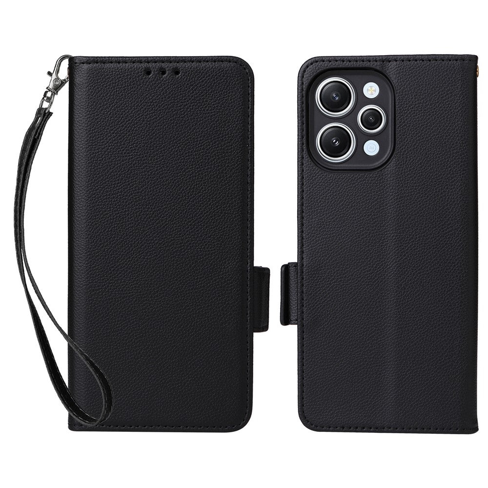 Xiaomi Redmi 12 4G / 12 5G (Global) / Note 12R 5G / Poco M6 Pro 5G Litchi Texture Stand Phone Case Anti-fall PU Leather Fold Cover