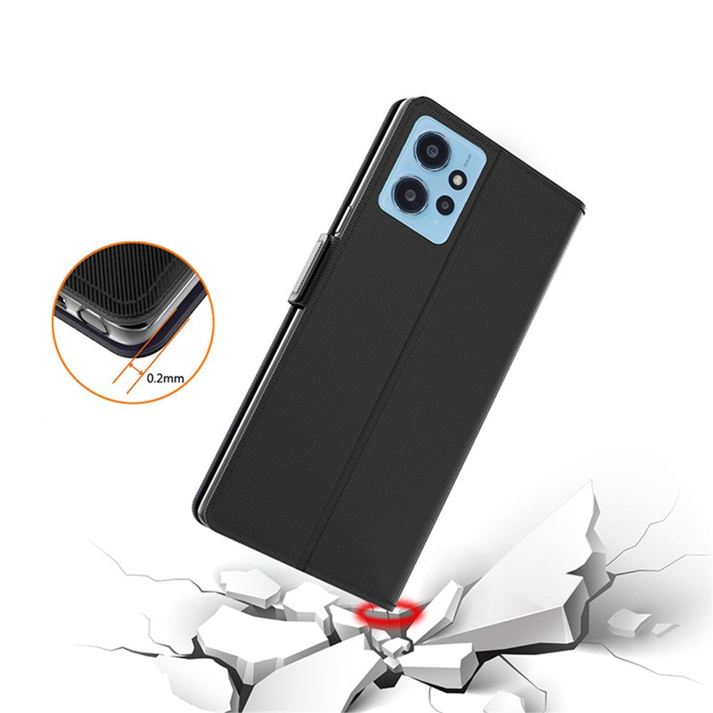 Silky Feeling Leather Case For Xiaomi Redmi Note 12 4G , Phone Stand Built-in Mirror Card Holder Shell Cover