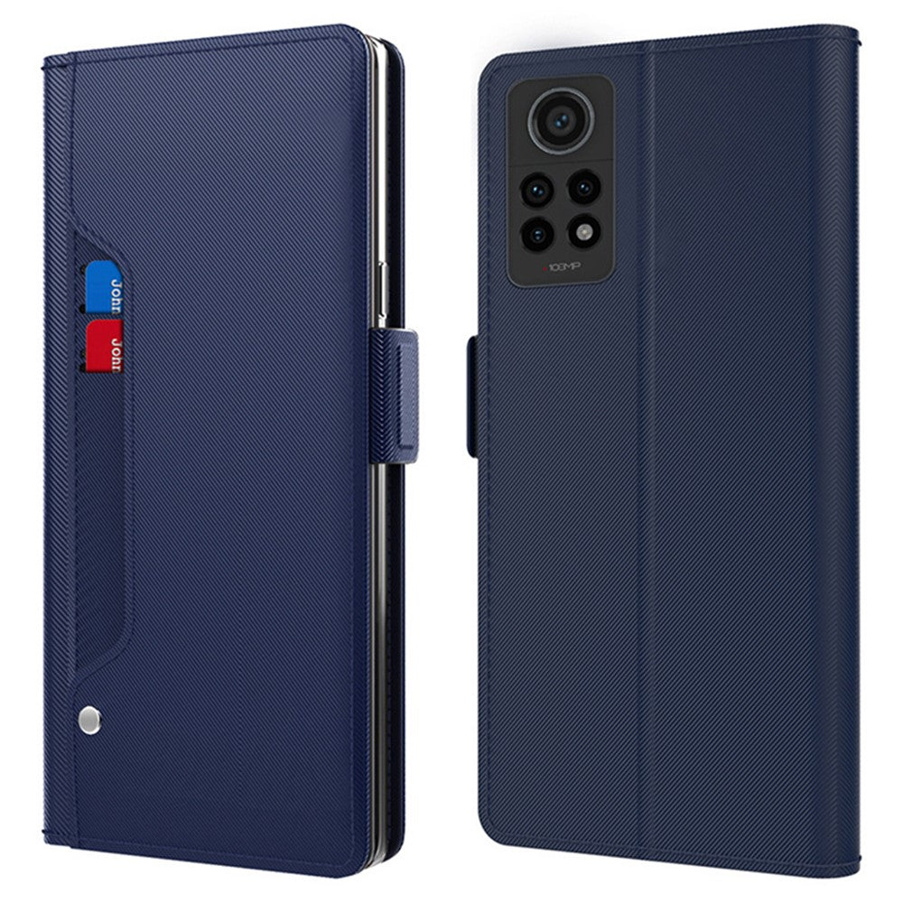 For Xiaomi Redmi Note 12 Pro 4G / Redmi Note 11 Pro 4G (MediaTek) / 5G (Qualcomm) PU Leather Stand Case with Mirror Design Card Holder