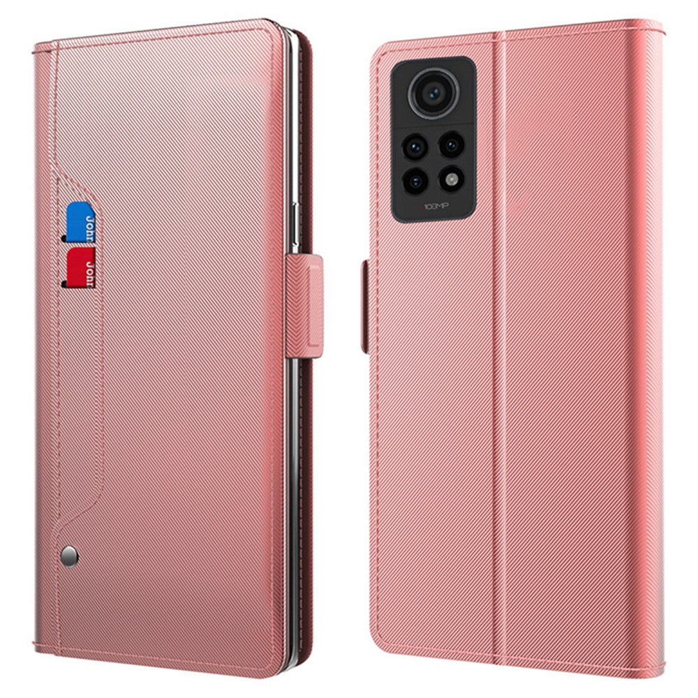 Xiaomi Redmi Note 12 Pro 4G / Redmi Note 11 Pro 4G (MediaTek) / 5G (Qualcomm) PU-läderfodral med spegeldesign, korthållare