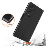 PU Leather Mobile Phone Case for Oppo A78 5G , Built-in Mirror Card Holder Phone Stand Cover Shell