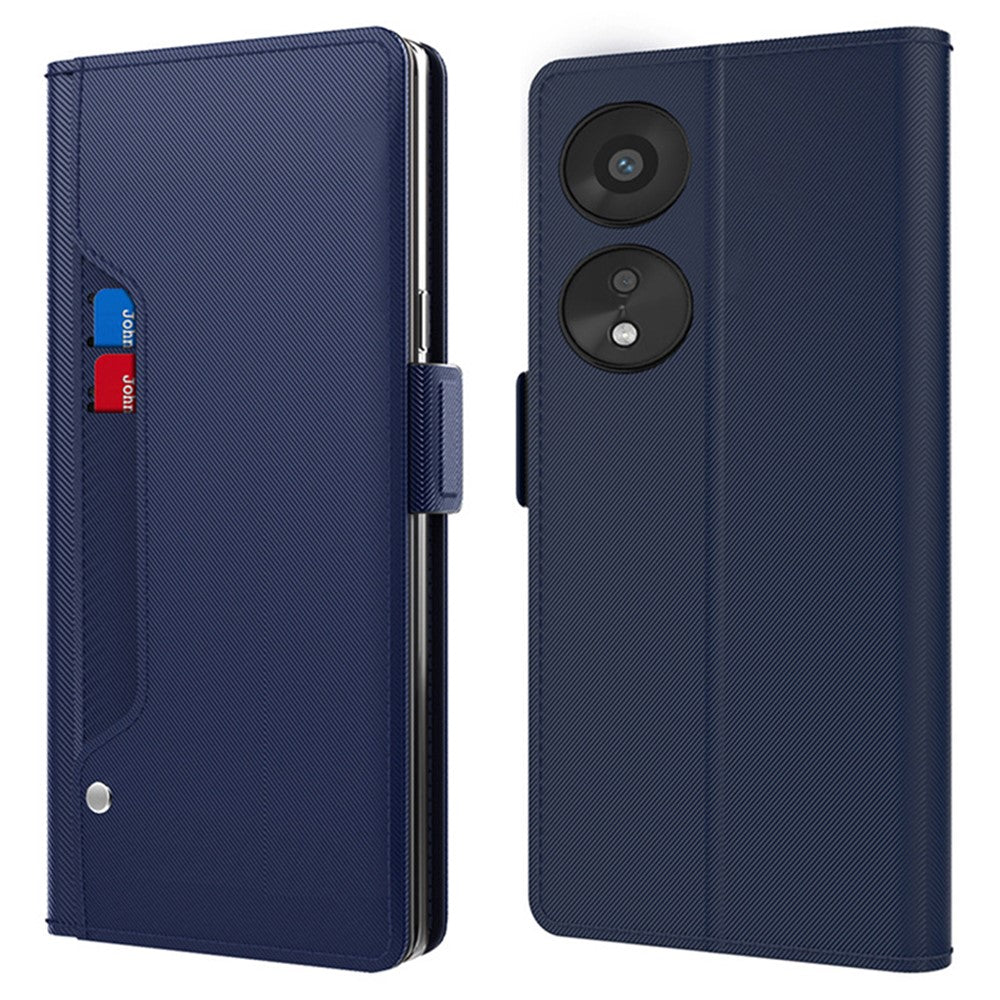 PU Leather Mobile Phone Case for Oppo A78 5G , Built-in Mirror Card Holder Phone Stand Cover Shell