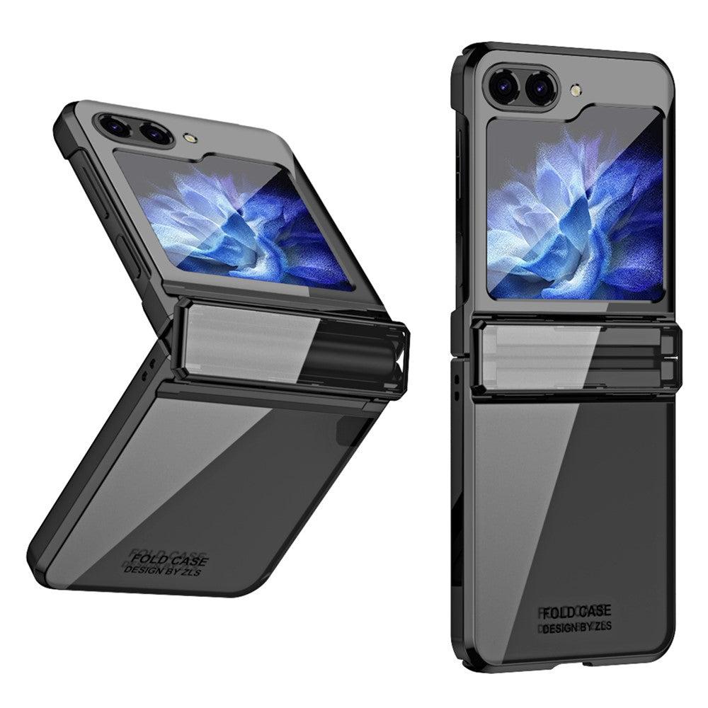 Til Samsung Galaxy Z Flip5 5G Stødsikkert Hårdt PC-cover Galvaniseret Telefonbeskyttelsesetui Indbygget Glasfilm