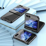 Til Samsung Galaxy Z Flip5 5G Stødsikkert Hårdt PC-cover Galvaniseret Telefonbeskyttelsesetui Indbygget Glasfilm