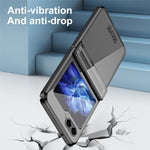 Til Samsung Galaxy Z Flip5 5G Stødsikkert Hårdt PC-cover Galvaniseret Telefonbeskyttelsesetui Indbygget Glasfilm