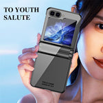 Til Samsung Galaxy Z Flip5 5G Stødsikkert Hårdt PC-cover Galvaniseret Telefonbeskyttelsesetui Indbygget Glasfilm