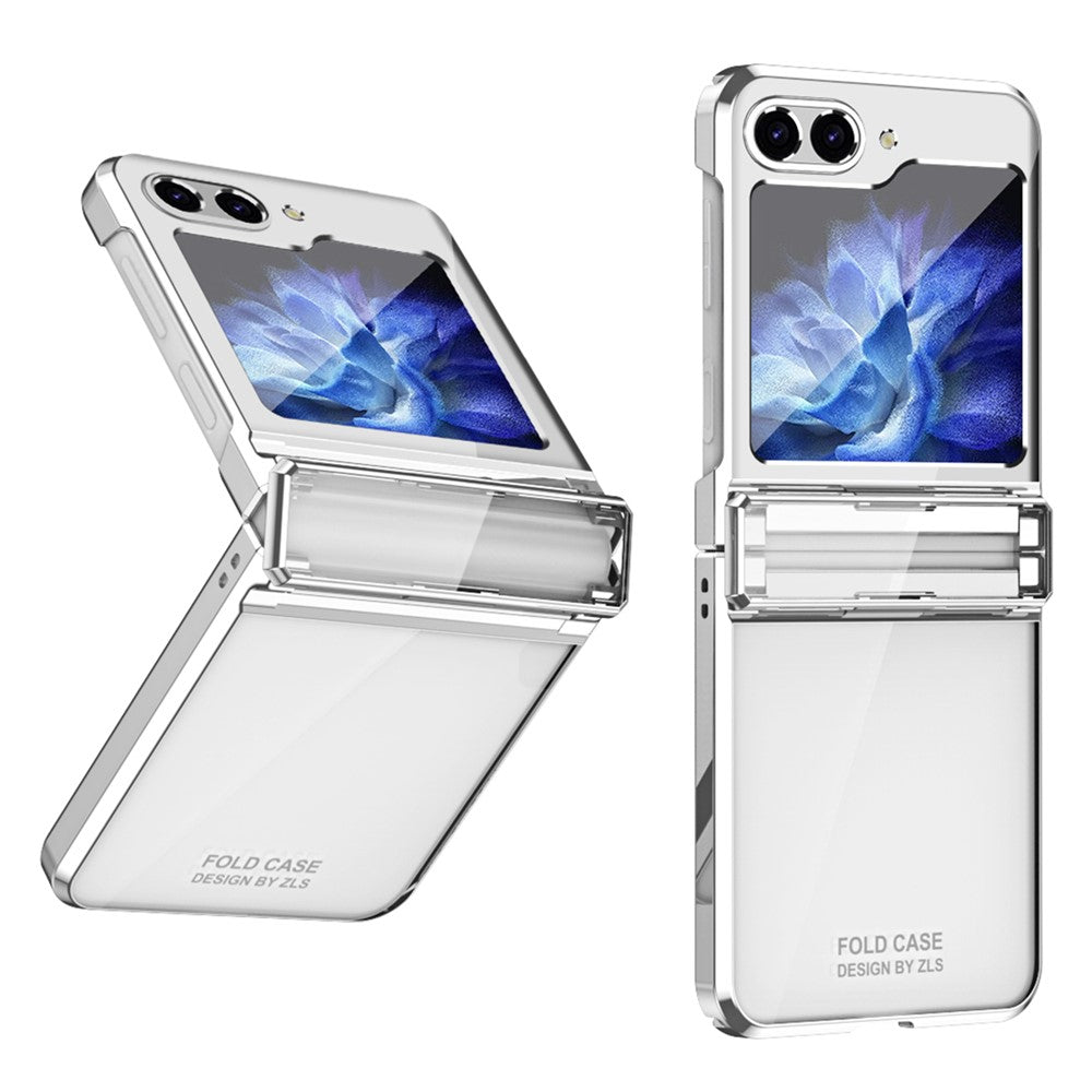 Til Samsung Galaxy Z Flip5 5G Stødsikkert Hårdt PC-cover Galvaniseret Telefonbeskyttelsesetui Indbygget Glasfilm