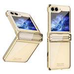 Til Samsung Galaxy Z Flip5 5G Stødsikkert Hårdt PC-cover Galvaniseret Telefonbeskyttelsesetui Indbygget Glasfilm