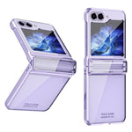 Til Samsung Galaxy Z Flip5 5G Stødsikkert Hårdt PC-cover Galvaniseret Telefonbeskyttelsesetui Indbygget Glasfilm