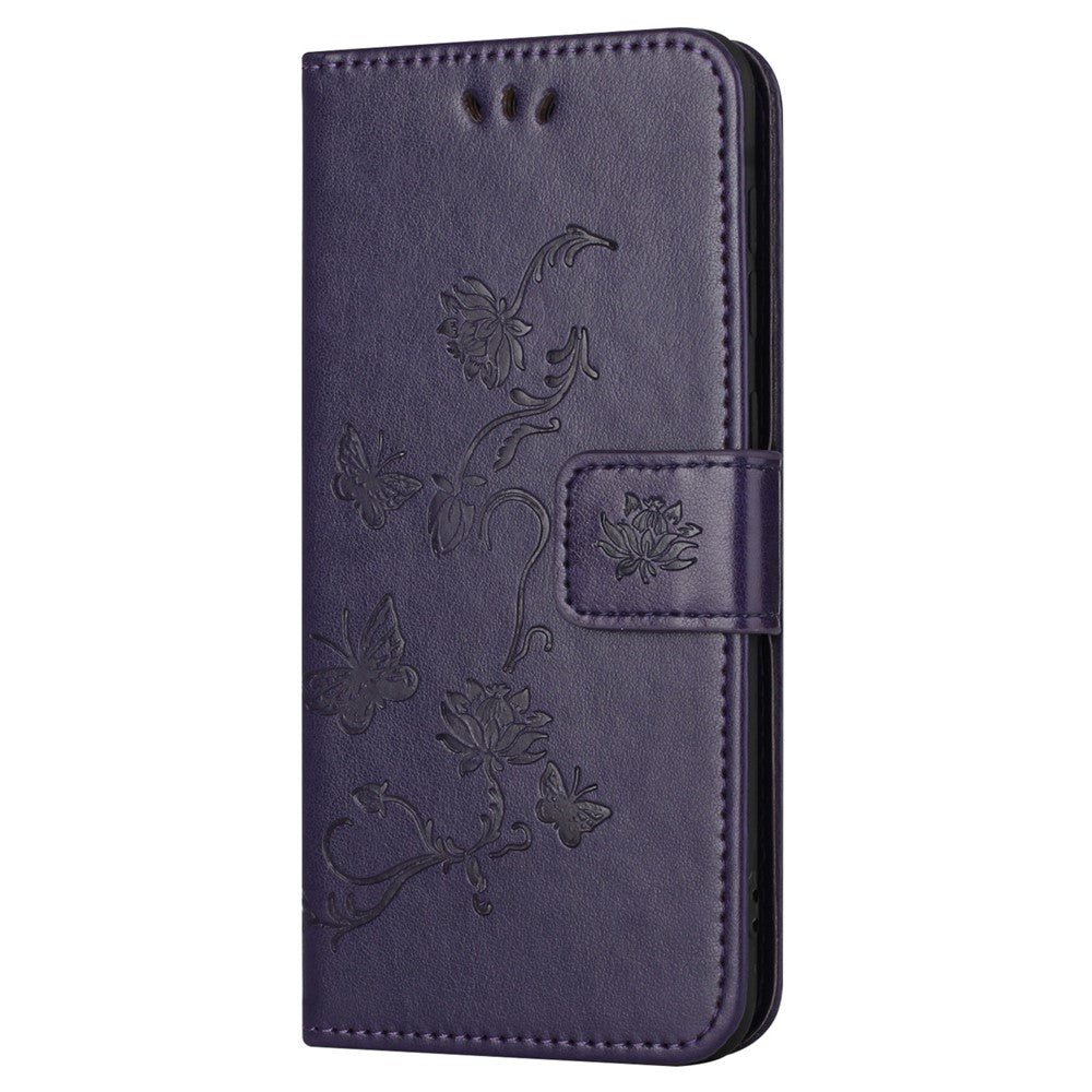 For Xiaomi Redmi 12 4G Wallet Stand Phone Case Butterfly Flower Imprinted PU Leather Cover